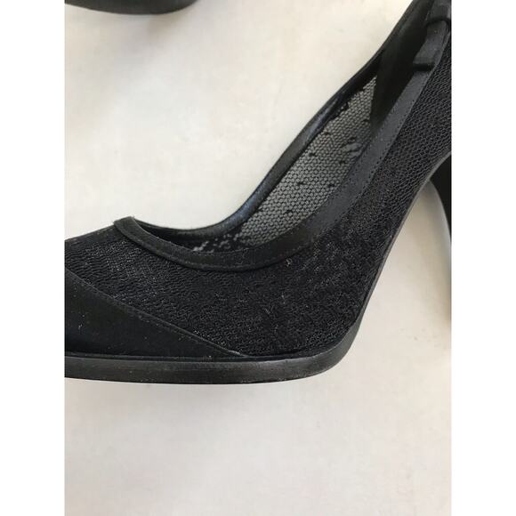 Philosophy di Alberta Ferretti Lace Satin Pumps Heels Black FLAWS - Picture 5 of 11